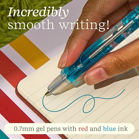 Juego de 2 bolígrafos de lava perfumados Lifelines: bolígrafos de gel azul y rojo con tinta perfumada