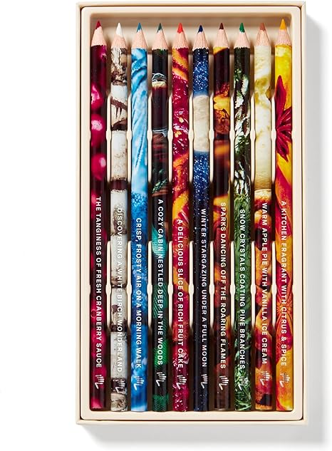 Lápices de colores perfumados Lifelines, paquete de 10, para invierno. Lápices de colores con aroma a frotado y aromatizado con mezclas de aceites esenciales.