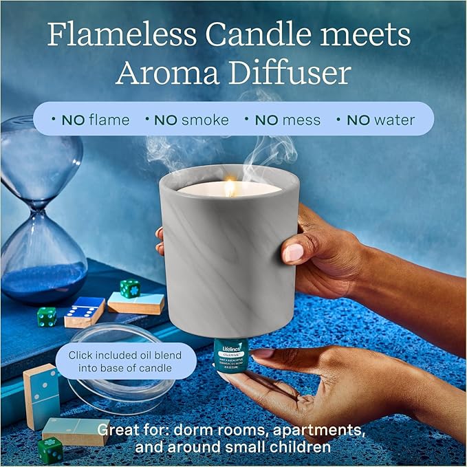 Lifelines Flameless Candle Diffuser - Frosted Glass (Cream)