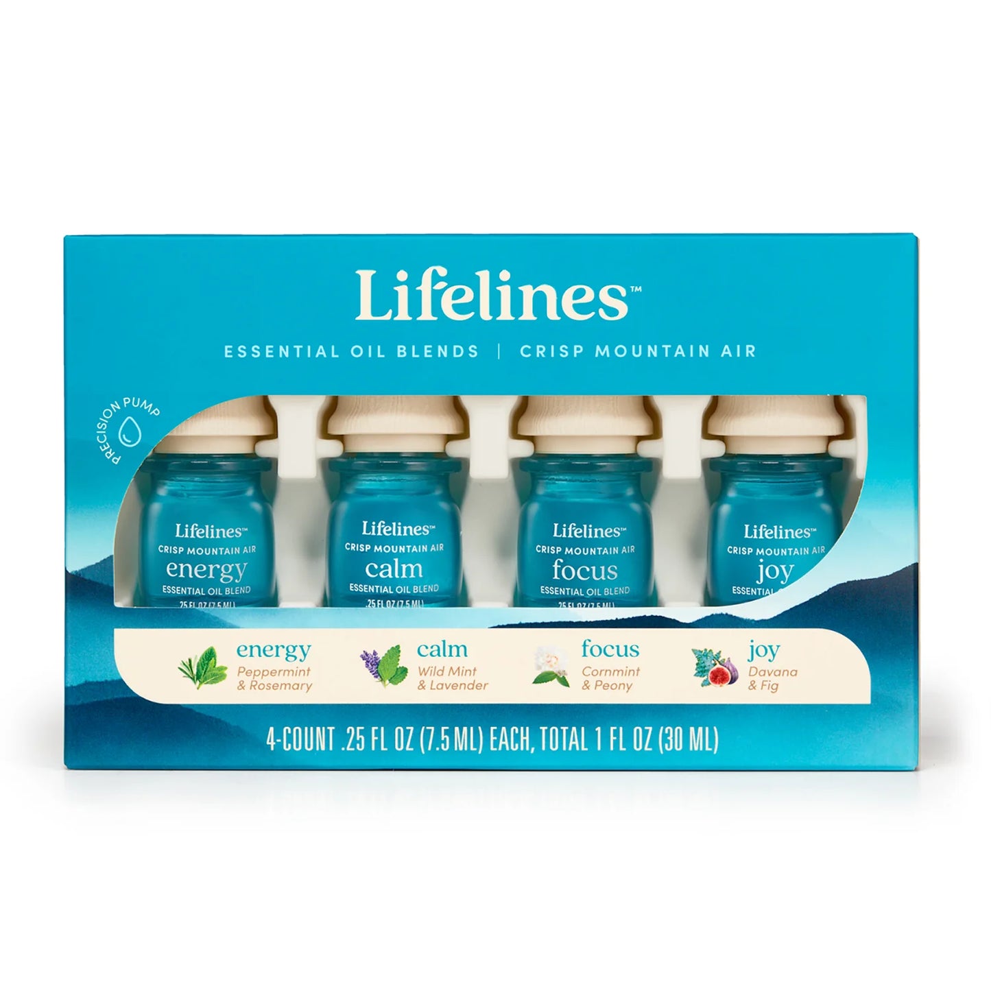 Paquete de 4 mezclas de aceites esenciales Lifelines - CRISP MOUNTAIN AIR