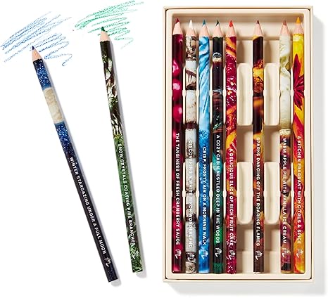 Lápices de colores perfumados Lifelines, paquete de 10, para invierno. Lápices de colores con aroma a frotado y aromatizado con mezclas de aceites esenciales.