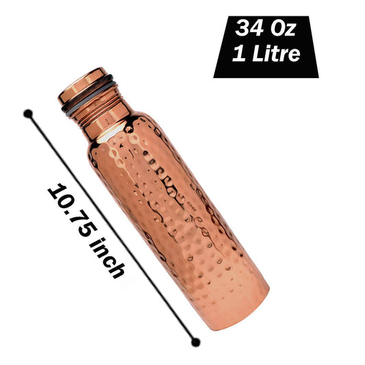 Copper Bottle Hammered (1L)