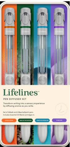Lifelines Pen Diffuser Gift Set - 4 Pack with Assorted Essential Oil Blends