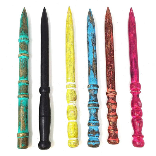 Wooden Colored Ritual Magick Wands 12"L