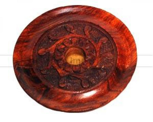 Wood Carved Stick/Cone Burner 4"D