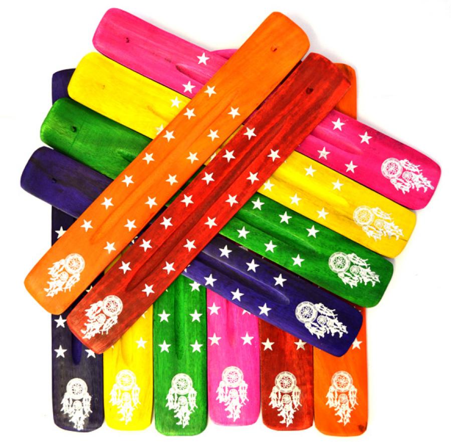 Atrapasueños de madera pintada de colores, atrapasueños de 10" de largo