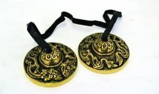 Dragon Carved Tibetan Cymbals 2"
