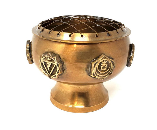 Seven Chakra Solid Brass Screen Charcoal Burner