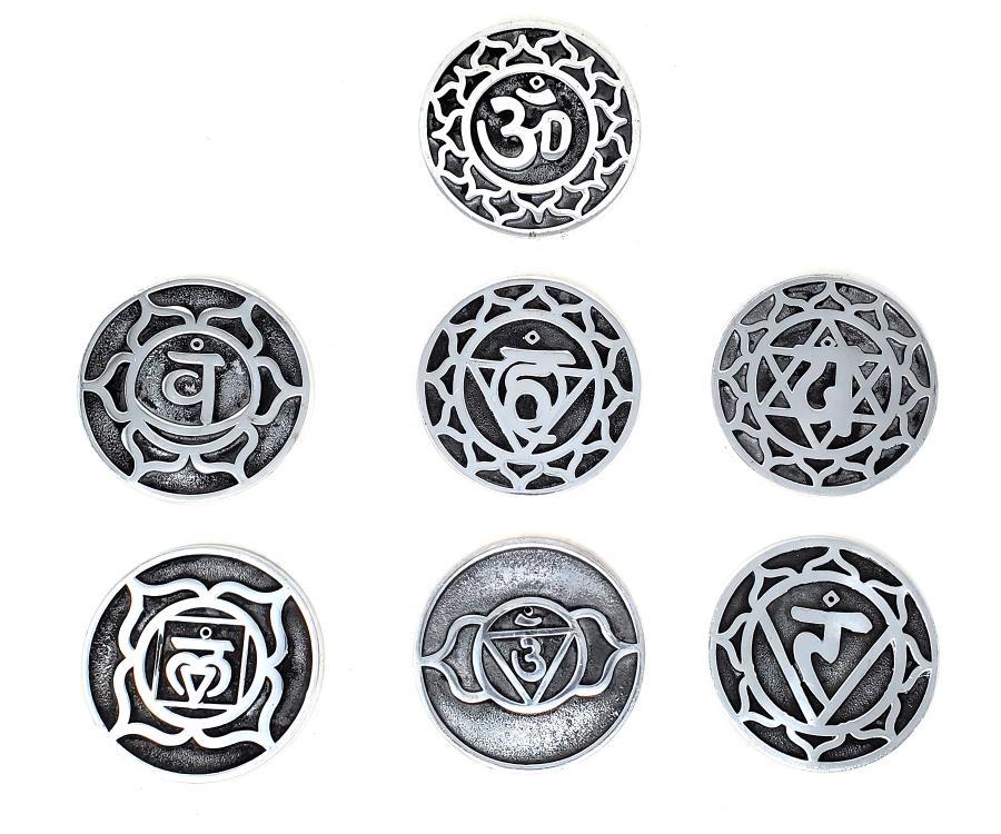 Juego de quemador de incienso de metal con diseño de 7 chakras