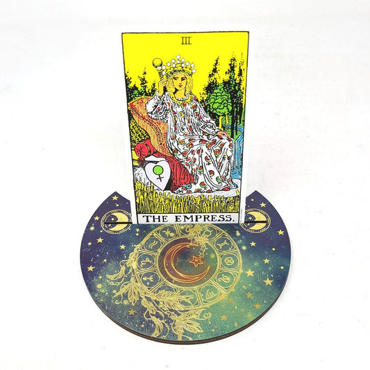 Wooden Crescent Tarot Card Holder Moon Zodiac 5"D