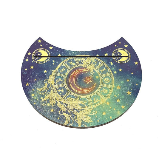 Wooden Crescent Tarot Card Holder Moon Zodiac 5"D