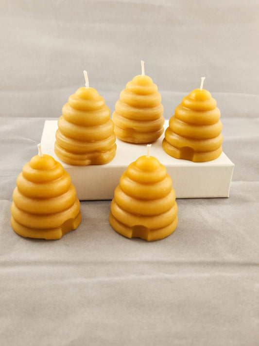 100% Beeswax Skep Mini Beehive Candle -Set of 3
